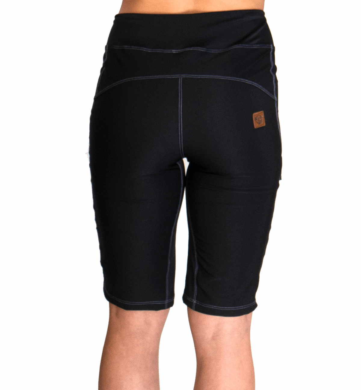 Women's Mountain Short - Jet Black with contoured cut, yoga waistband, and versatile pockets for biking.