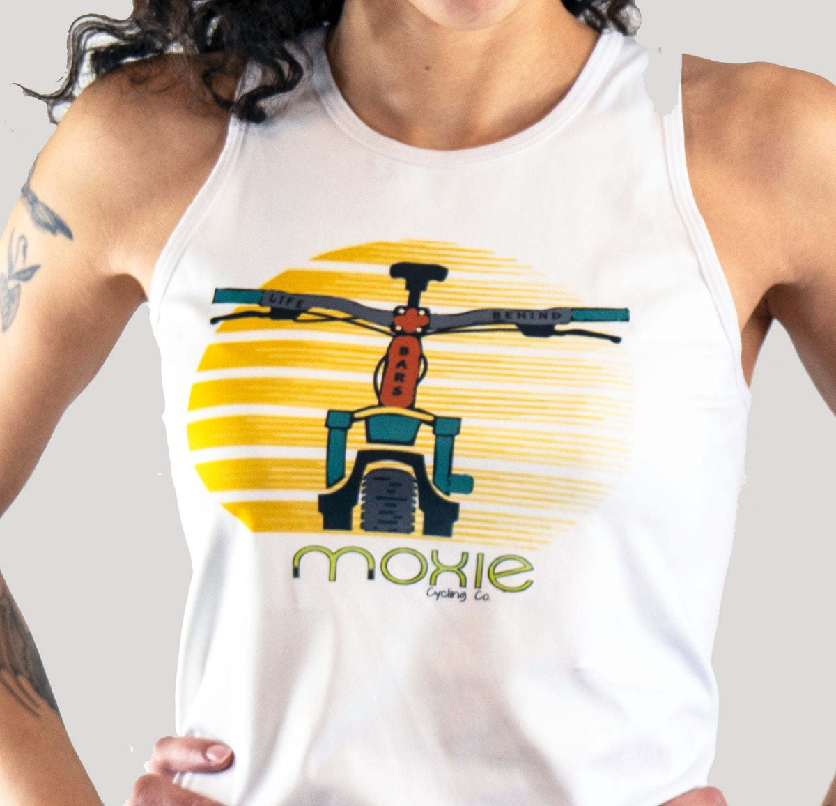 Life Behind Bars graphic on a white women's sleeveless jersey.