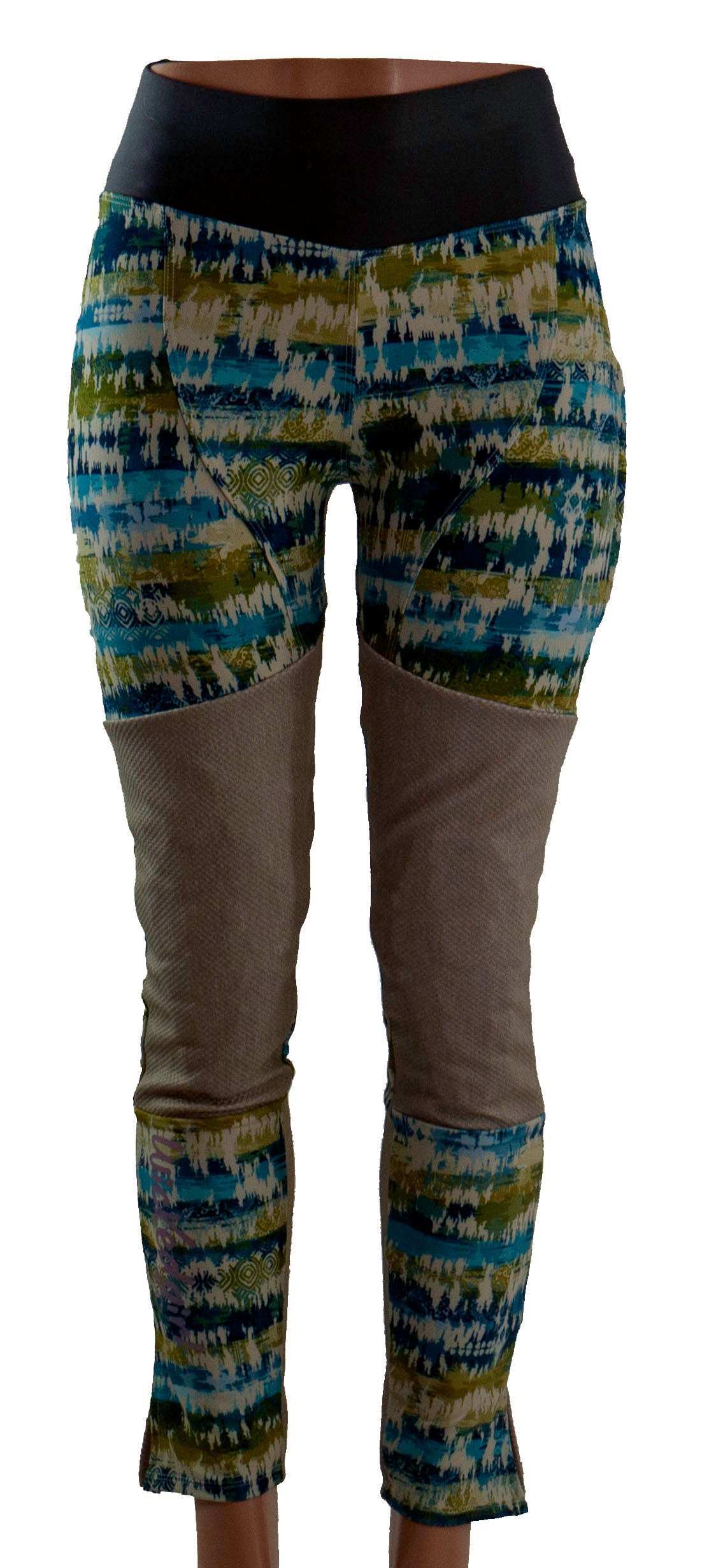Mountain bike pants for women with boho print, durable and stretchy, without G-Form pad.