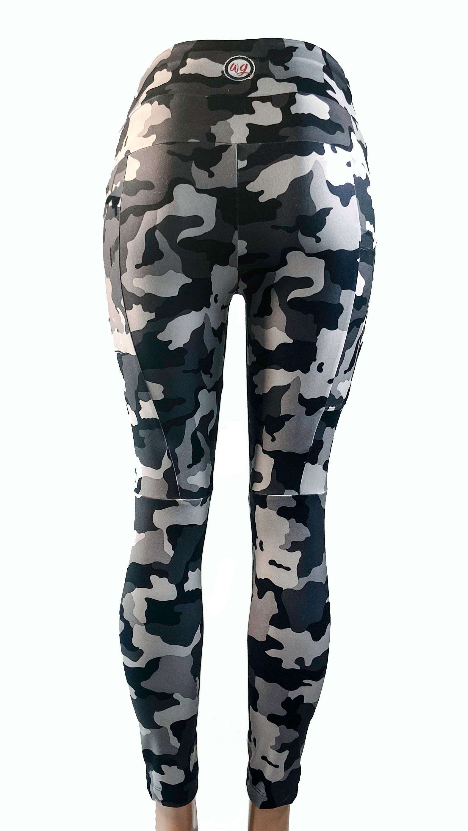 Bike cycling pants in black and white camo with a flattering fit and large pockets.