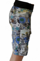 Mountain Short - New Print with colorful pattern, elastic yoga waistband, and versatile side pockets designed for women's mountain biking.