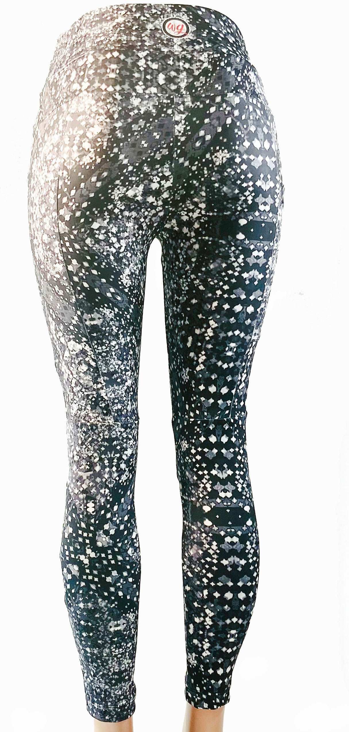 Bike Cycling Pants Galaxy with galaxy print, durable stretch fabric, large pockets, and yoga waistband.