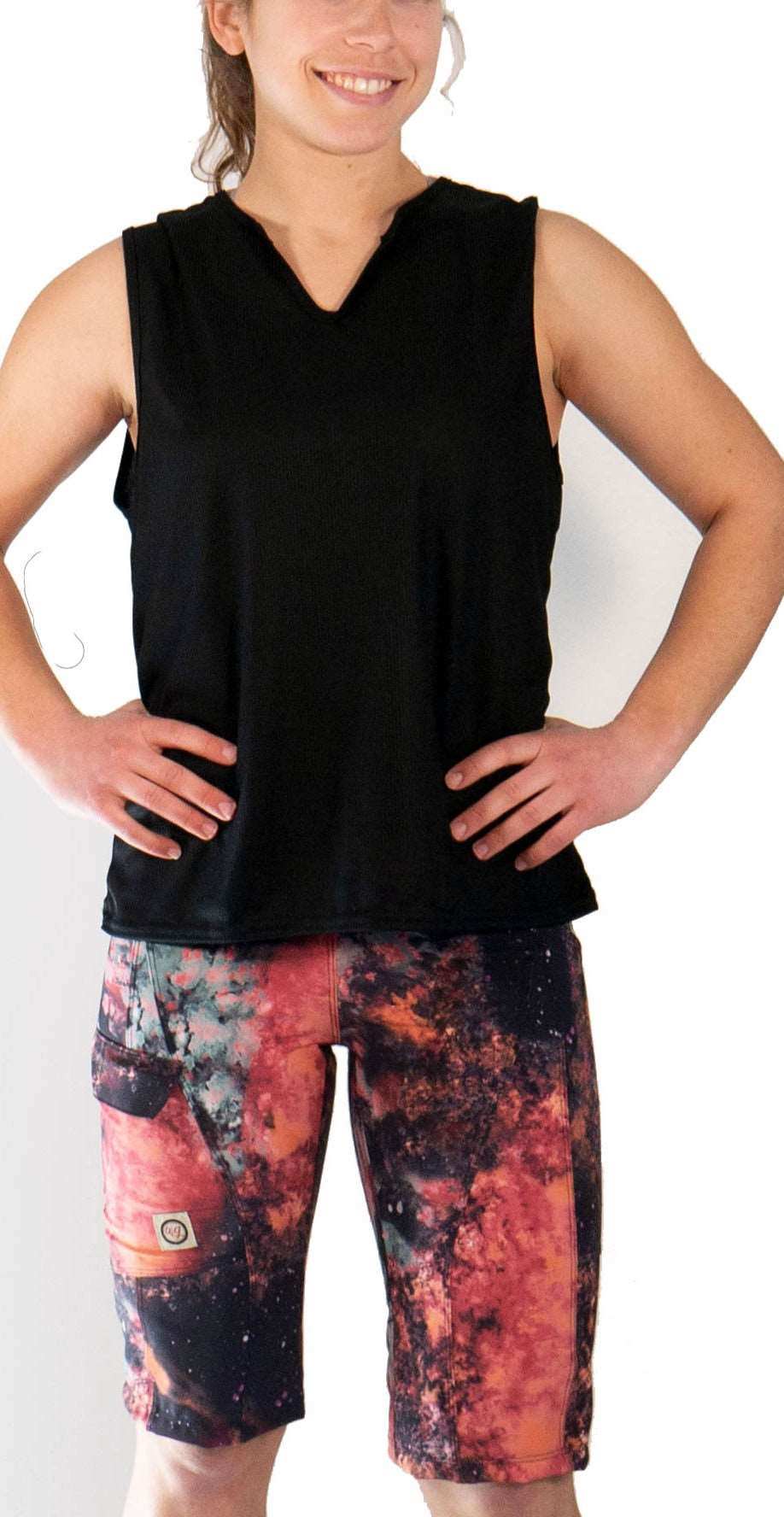 Women's mountain bike shorts, Mountain Short - Fire, featuring vibrant design, comfortable elastic waistband, and versatile pockets.