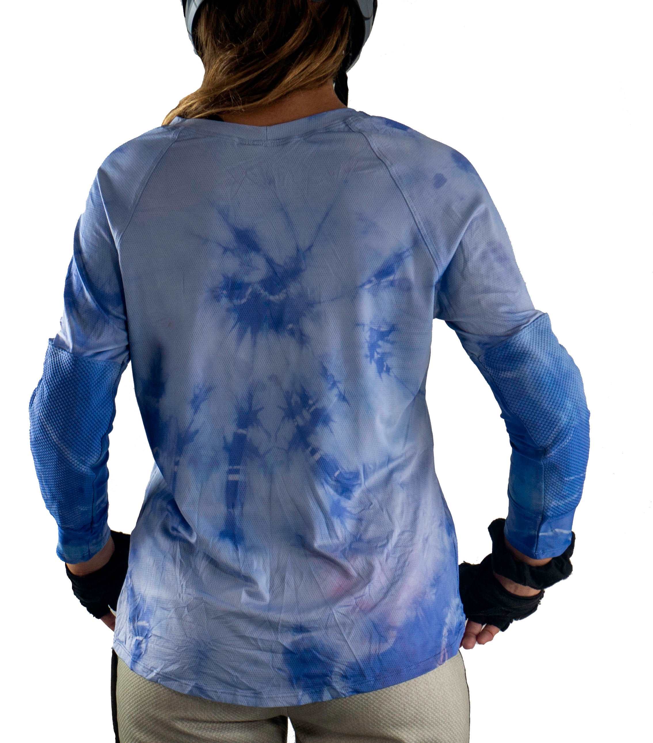 Mountain Bike Top Jet Black with elbow pads and pockets, durable and stretchy.