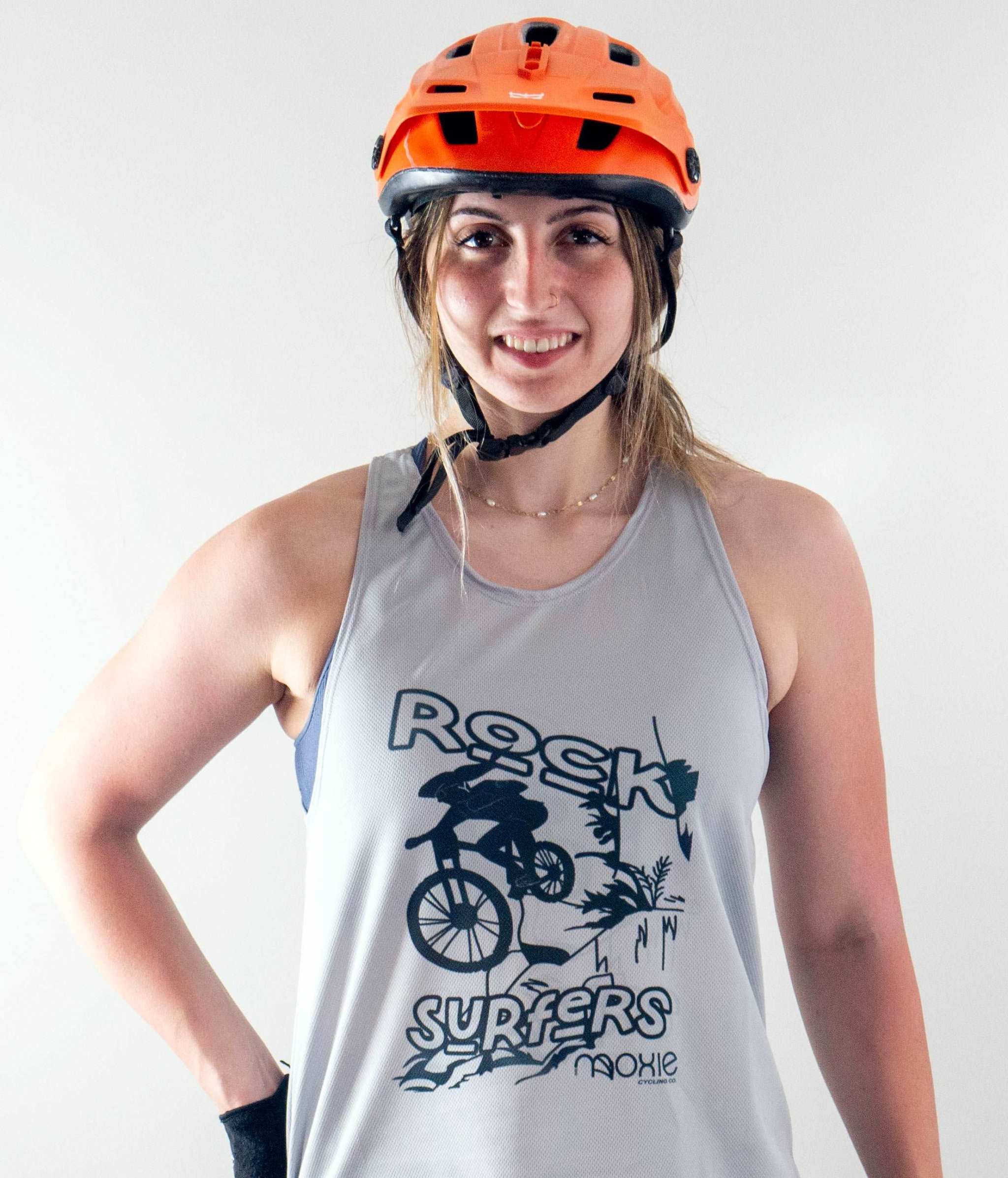 Breathable tech tank with mesh fabric and drop tail, ideal for outdoor adventures.