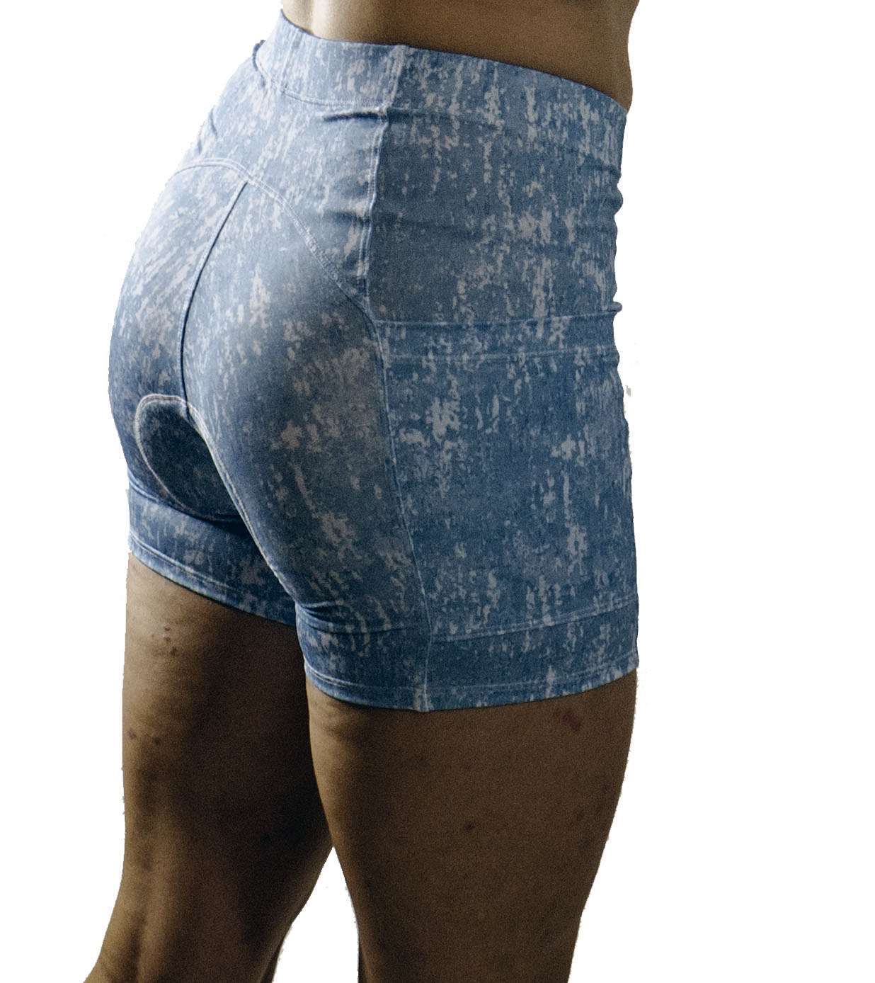 Women's padded bike shorts with performance fit and comfort, featuring moisture-wicking fabric and side pockets.