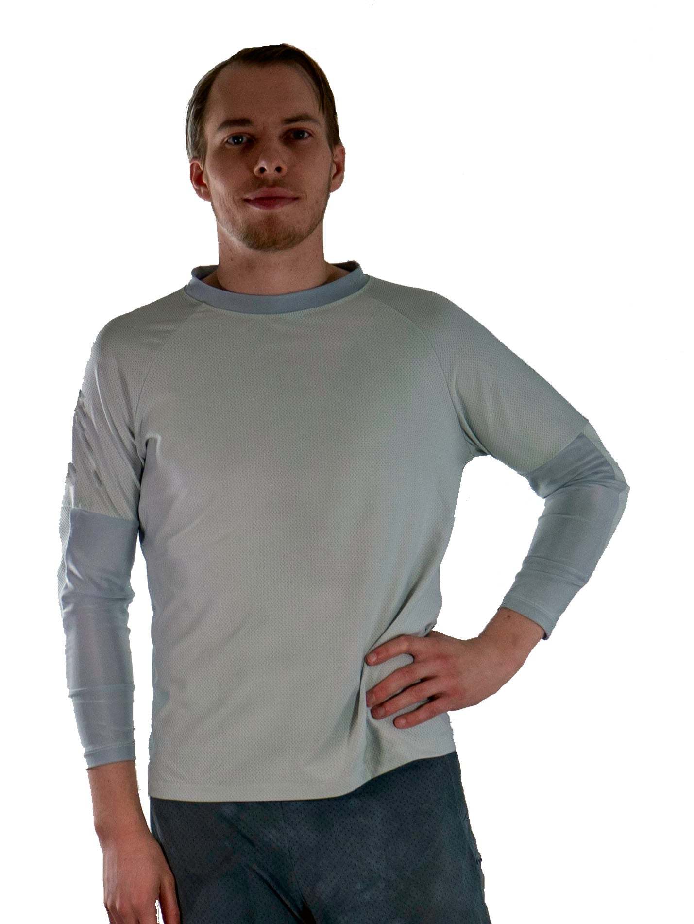 Men's G-Form Mountain Bike Jersey with removable elbow pads, breathable fabric, designed for cross country and downhill biking.