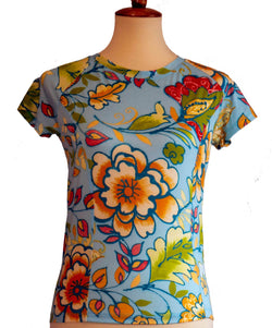 Women's PICL GRiT Tee cycling jersey with colorful floral pattern and short sleeves for performance and comfort