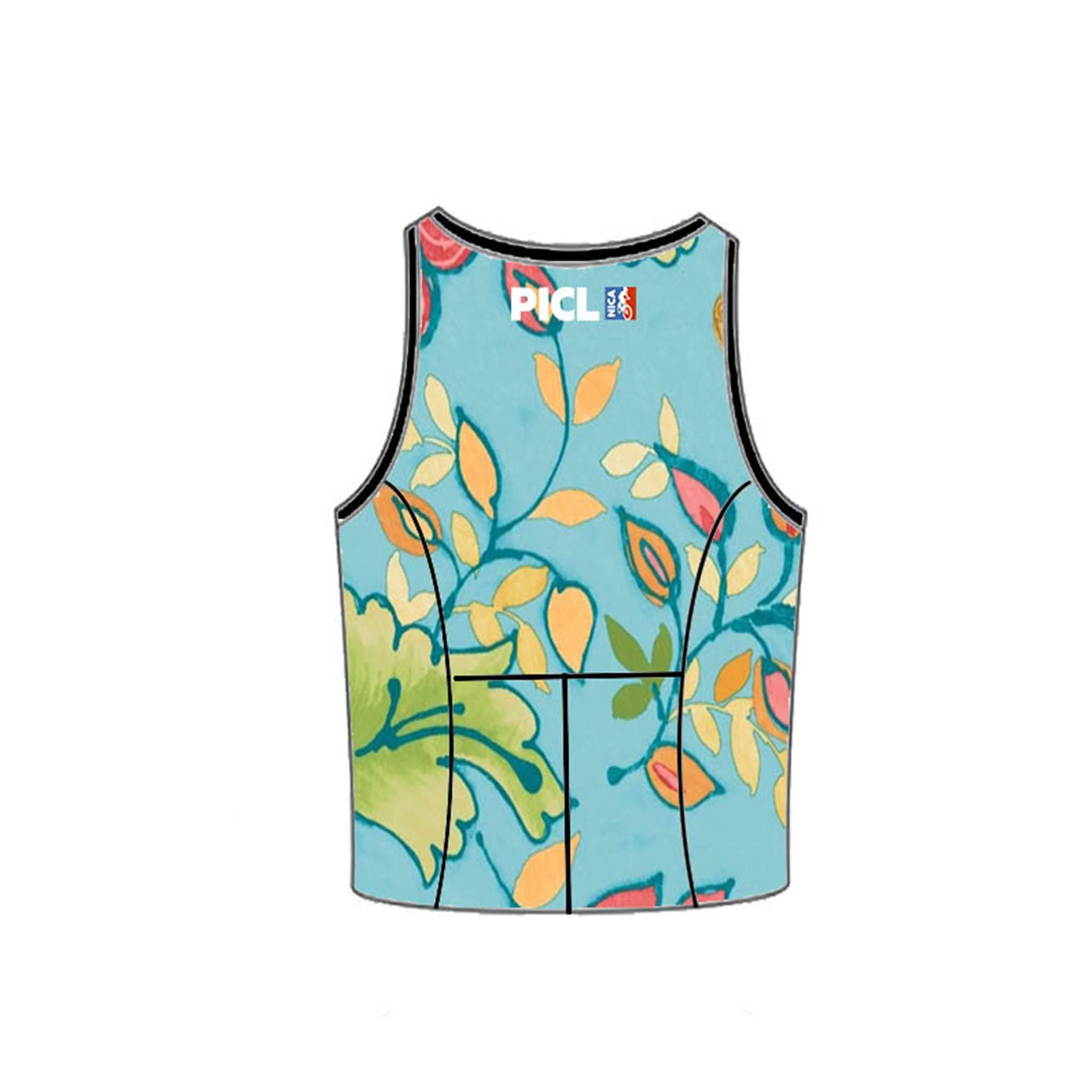Women's PICL GRiT Rebel Tank sleeveless cycling jersey with floral pattern and back pockets