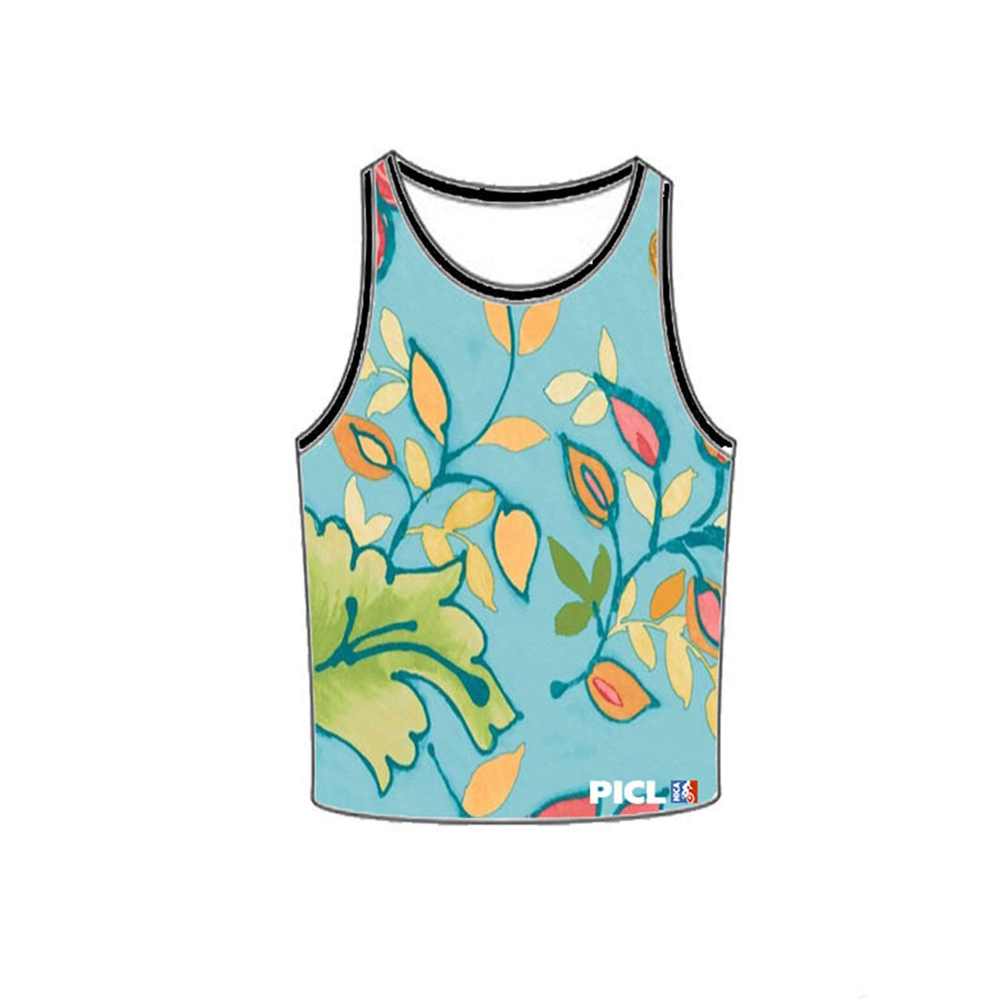 PICL GRiT Rebel Tank women's sleeveless cycling jersey with colorful floral design and moisture-wicking fabric