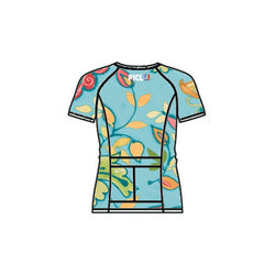 Colorful floral GRiT Tee Jersey with black stitching and short sleeves.