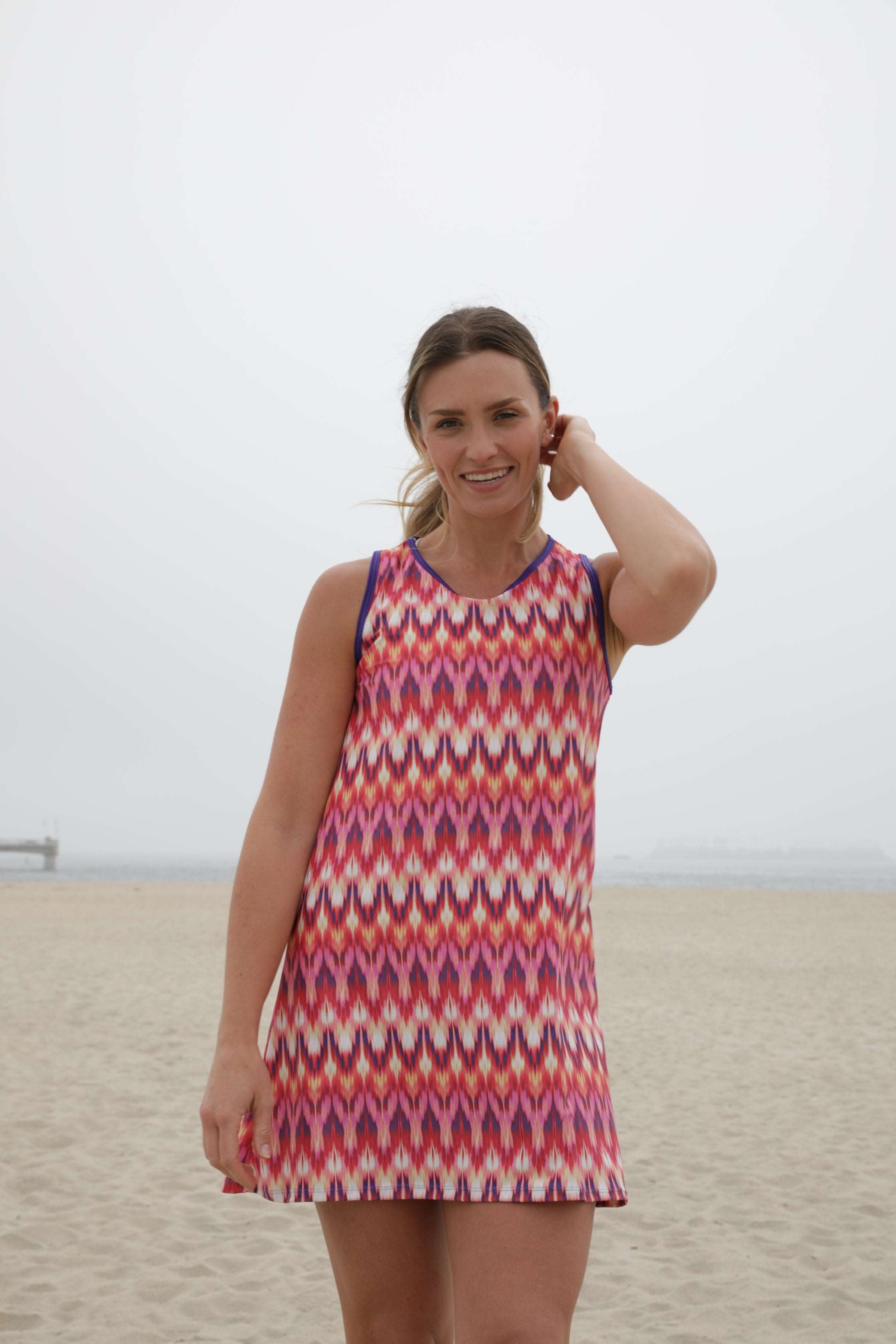 Sports Dress - Mod with stylish scoop neckline and A-line cut on the beach.