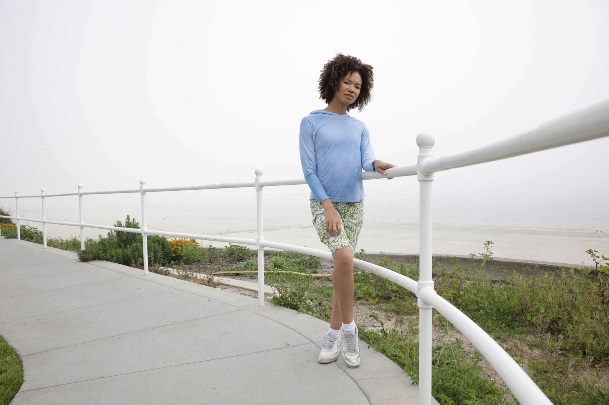 Women's mountain bike shorts with peace leaf print, comfortable waistband, versatile pockets, and stretchy fabric.