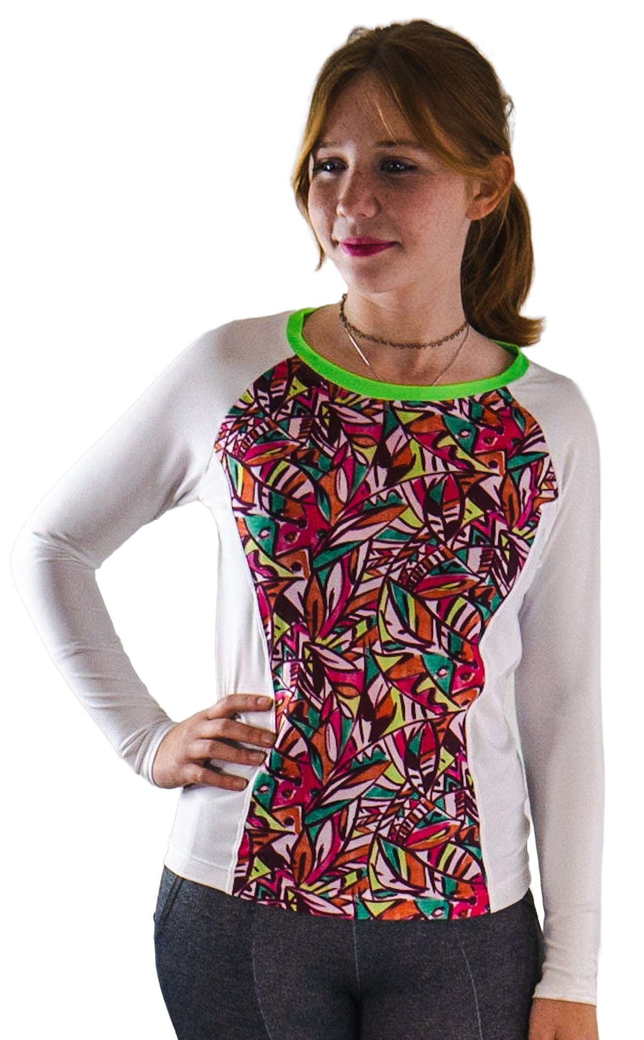 Moxie Tee Jersey High Visibility Fifi long sleeve biking shirt with colorful design.