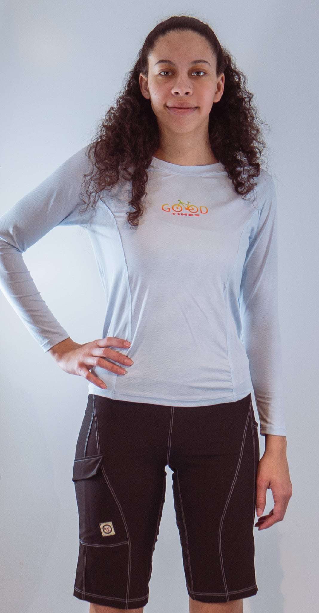 Long sleeve Moxie Tee Jersey in purple paisley with moisture-wicking fabric for endurance.
