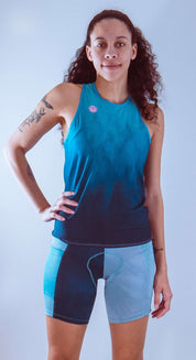 Women's Bike Shorts with 7" Inseam and Italian Chamois Lead Out Baby Blues
