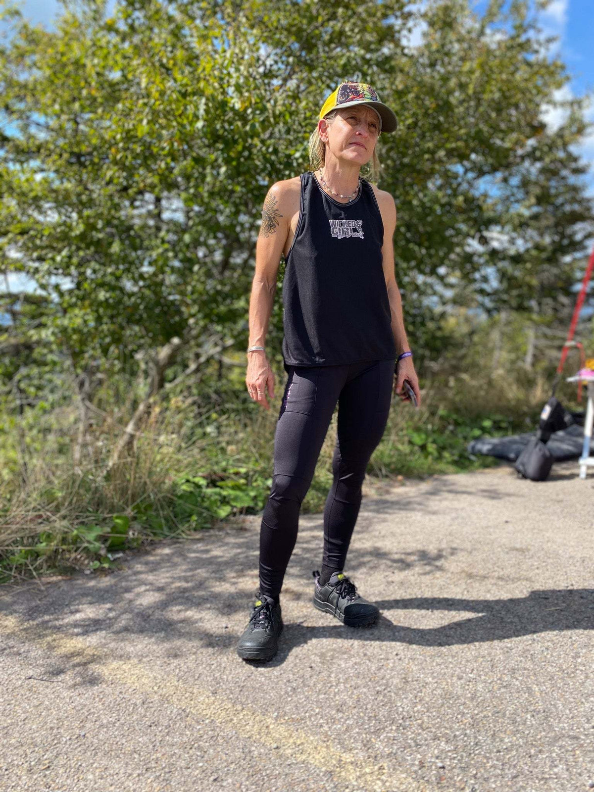 Versatile black bike cycling pants with large pockets and a flattering design, suitable for all-season riding and post-ride activities.