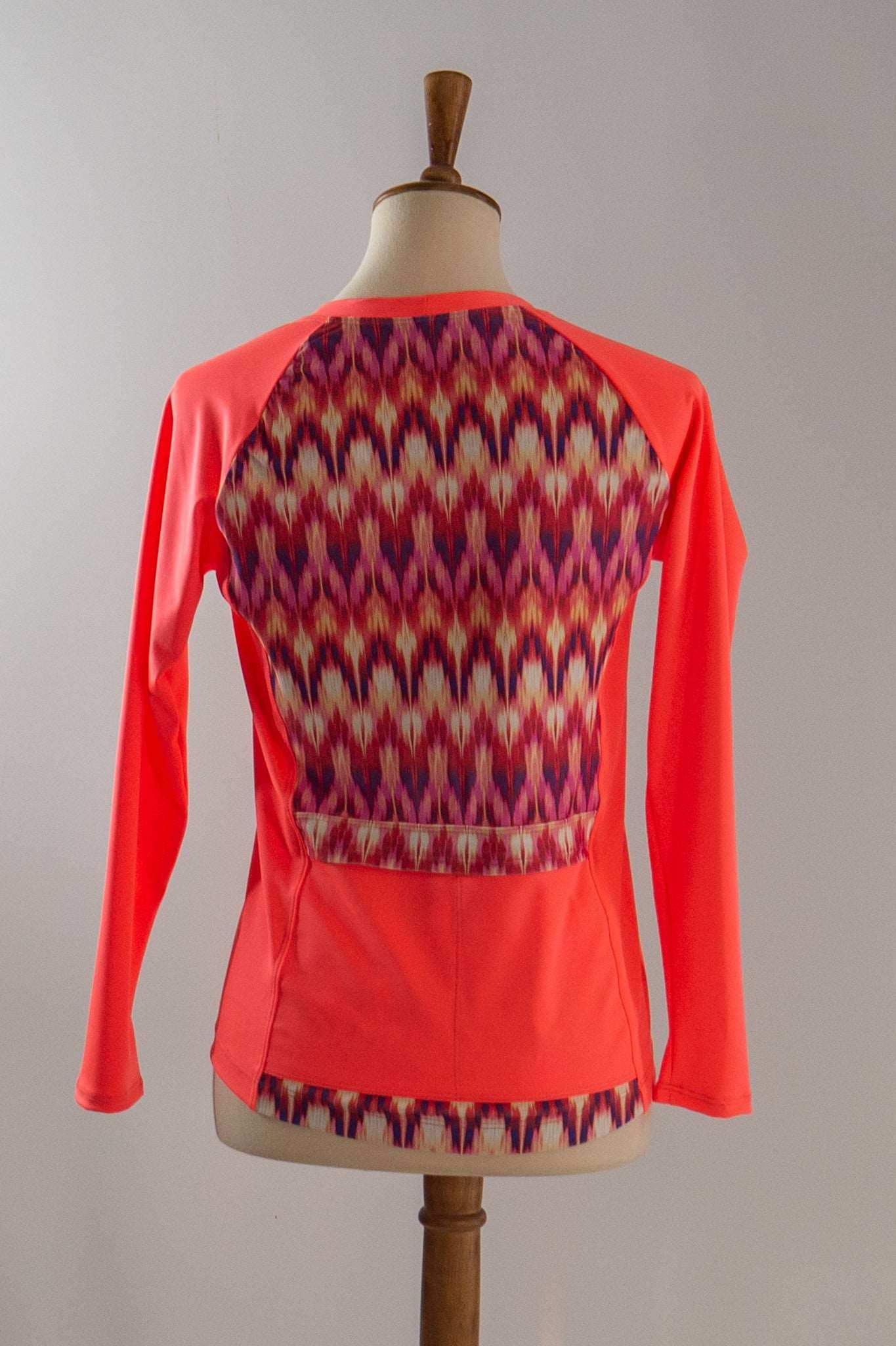 Moxie Tee Heavier Weight Long Sleeve Jersey with high visibility and colorful back pattern.