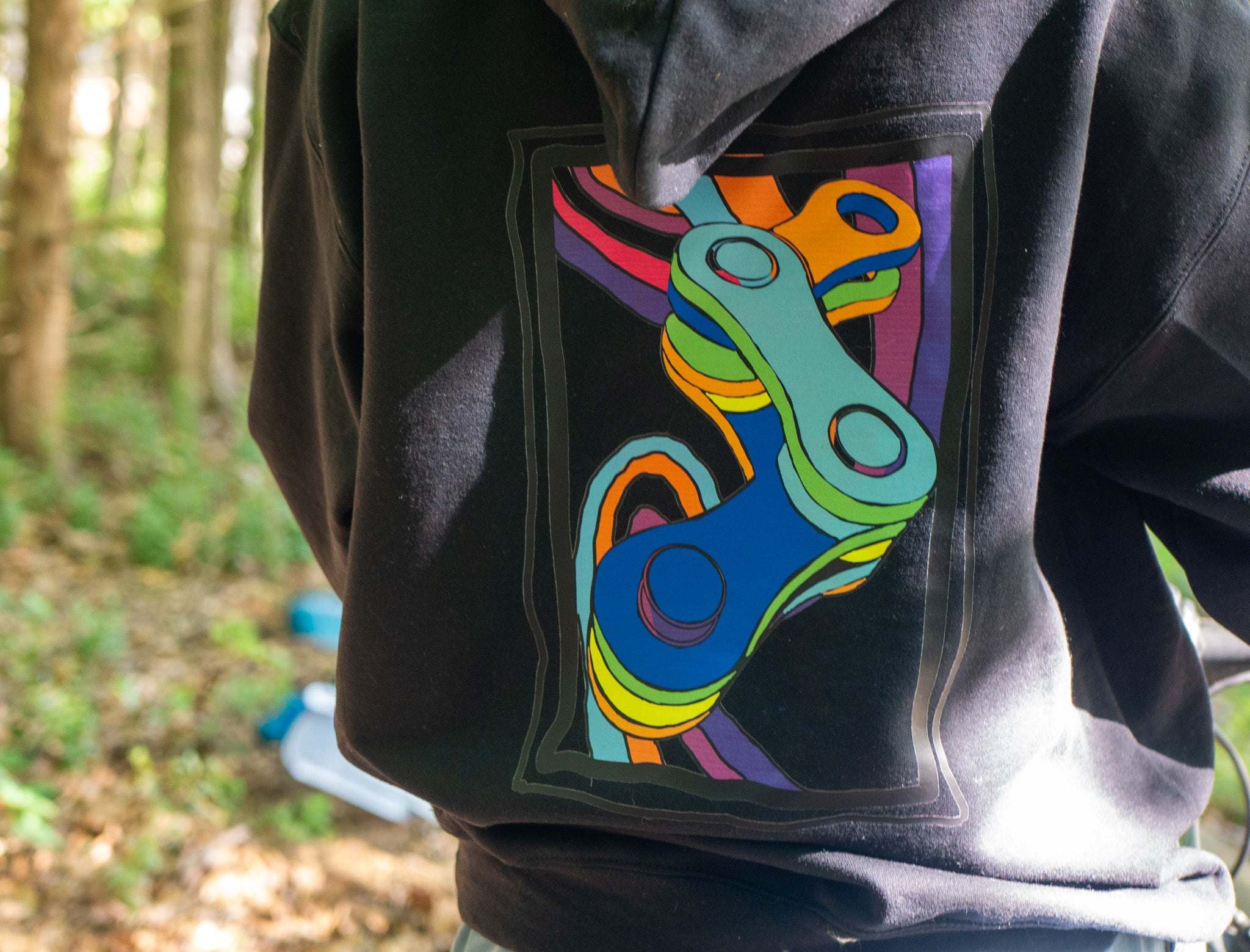 Moxie Hoodie with Dirt and Ink mountain bike graphic in Art Series design