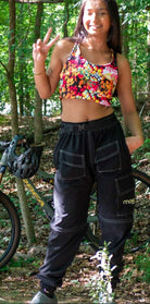 Women’s mountain bike pants dusty blue conversion cargo style for versatile MTB riding