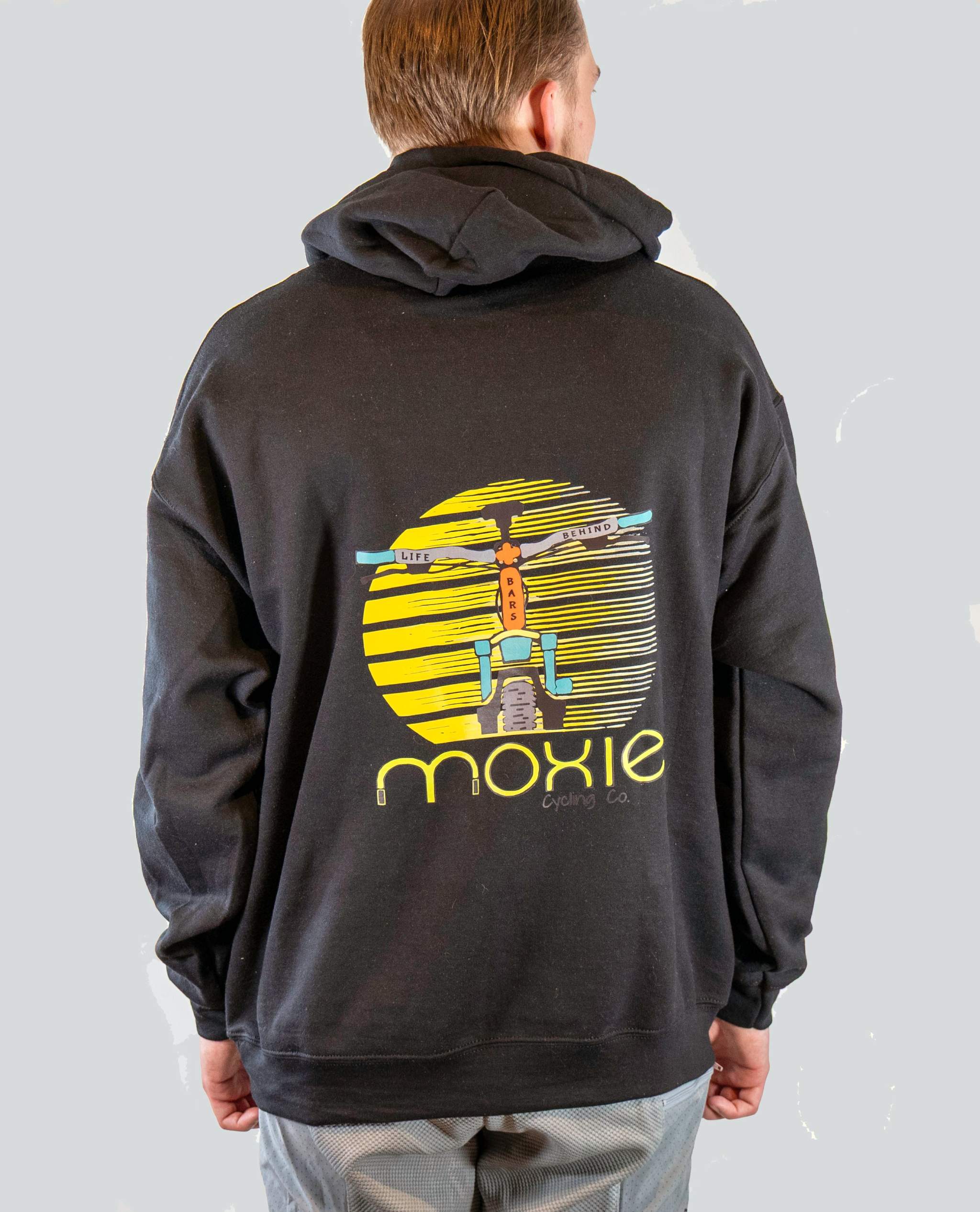 The Moxie Men’s Trail Hoodie with Dirt & Ink mountain bike graphics