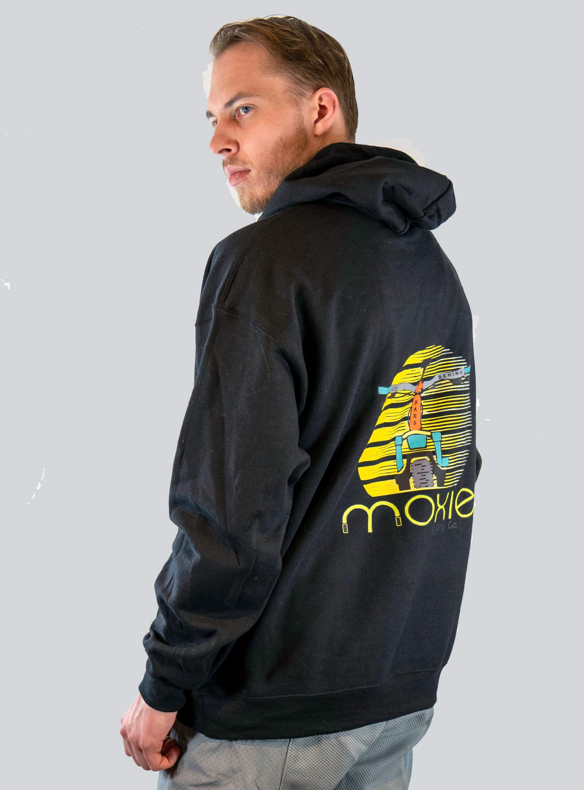 The Moxie Men’s Trail Hoodie with Dirt & Ink mountain bike graphics