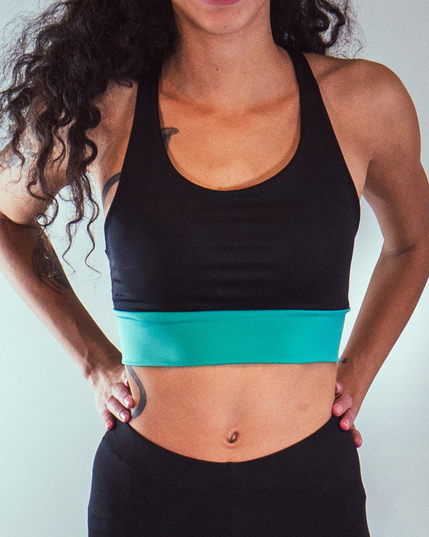 Moxie sports bra black and green