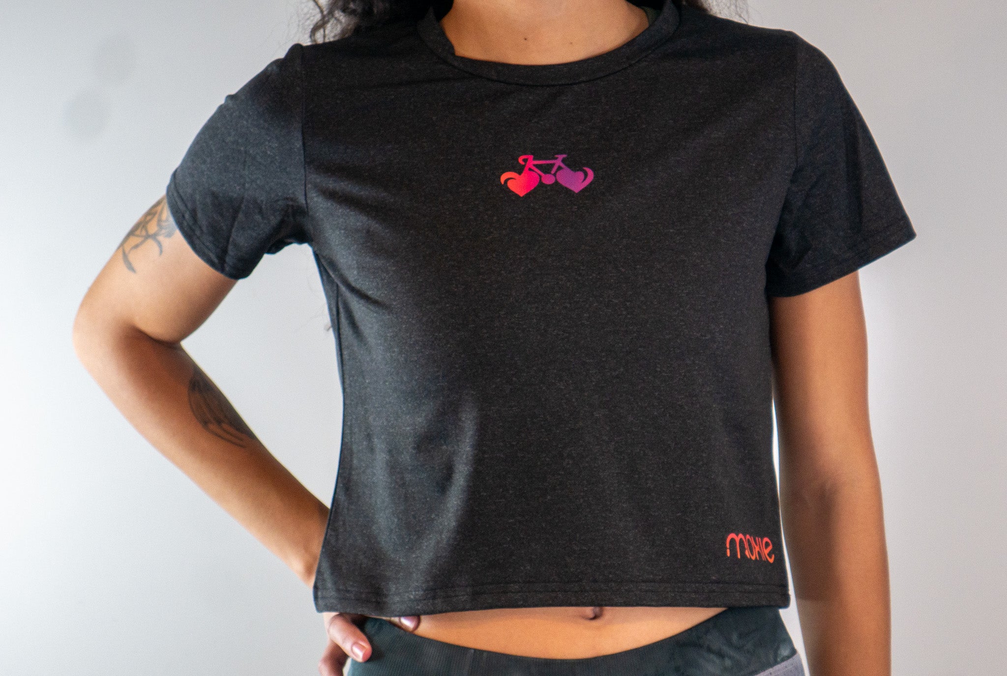 Black Heart Crop Tee