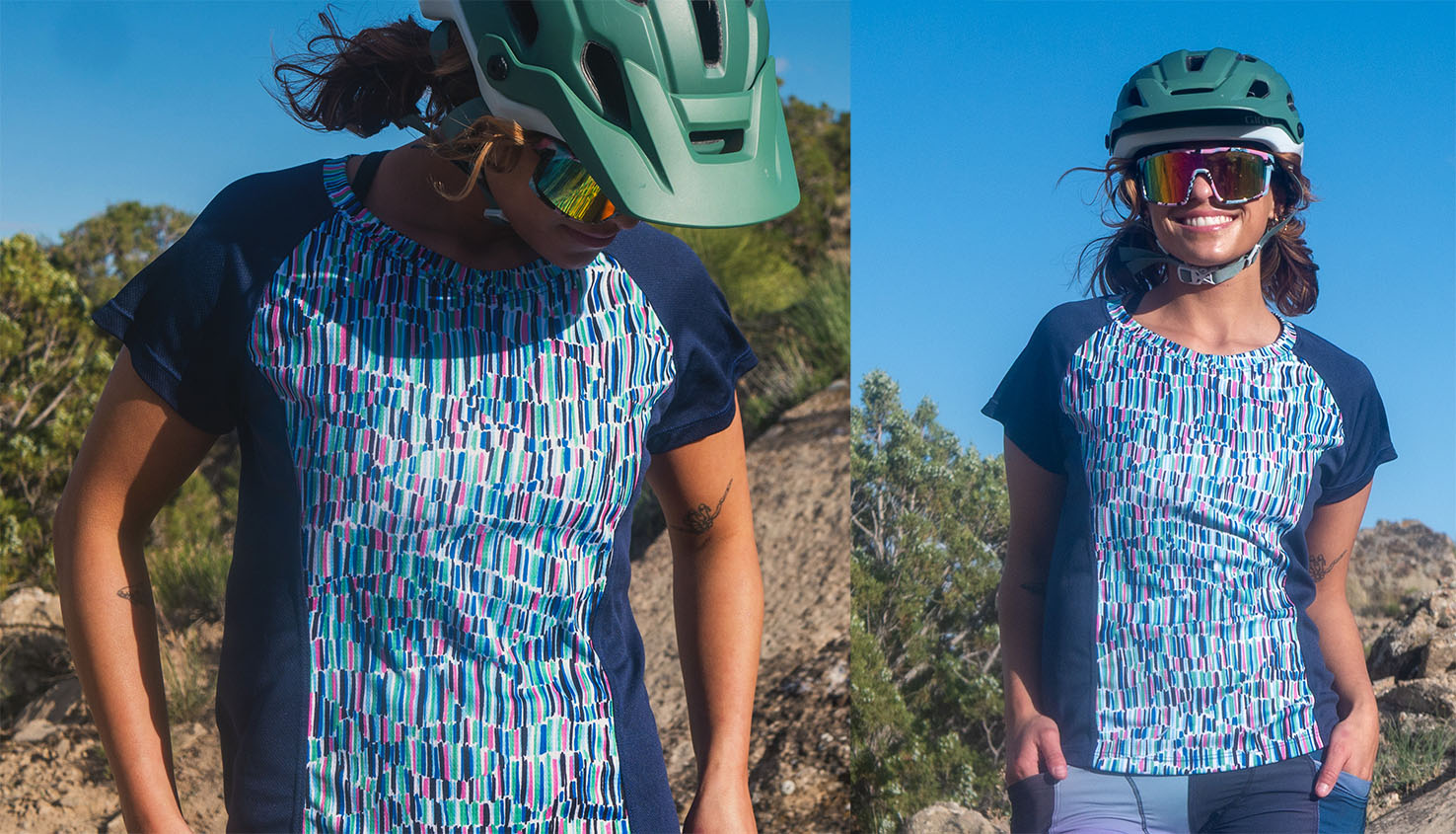 Moxie Tee jersey with 2 back pockets made with  moisture wicking fabric