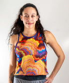 Women's waffle-knit cropped tank mountain bike jersey for breathable cycling performance