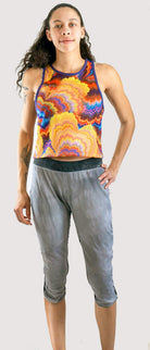 Women's waffle-knit cropped tank mountain bike jersey with breathable fabric and relaxed fit