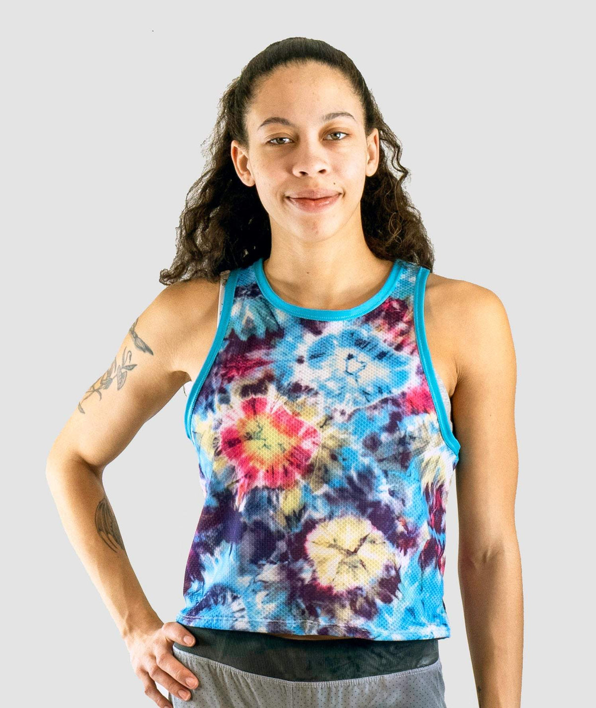 Women's waffle-knit cropped tank mountain bike jersey for breathable and versatile cycling apparel