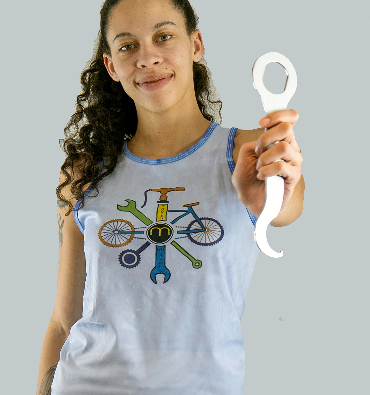 Tools not Jewels famous hashtag on a Moxie Cycling jersey