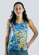 Women's sleeveless cycling jersey Tailwind Tank with floral design and high neckline