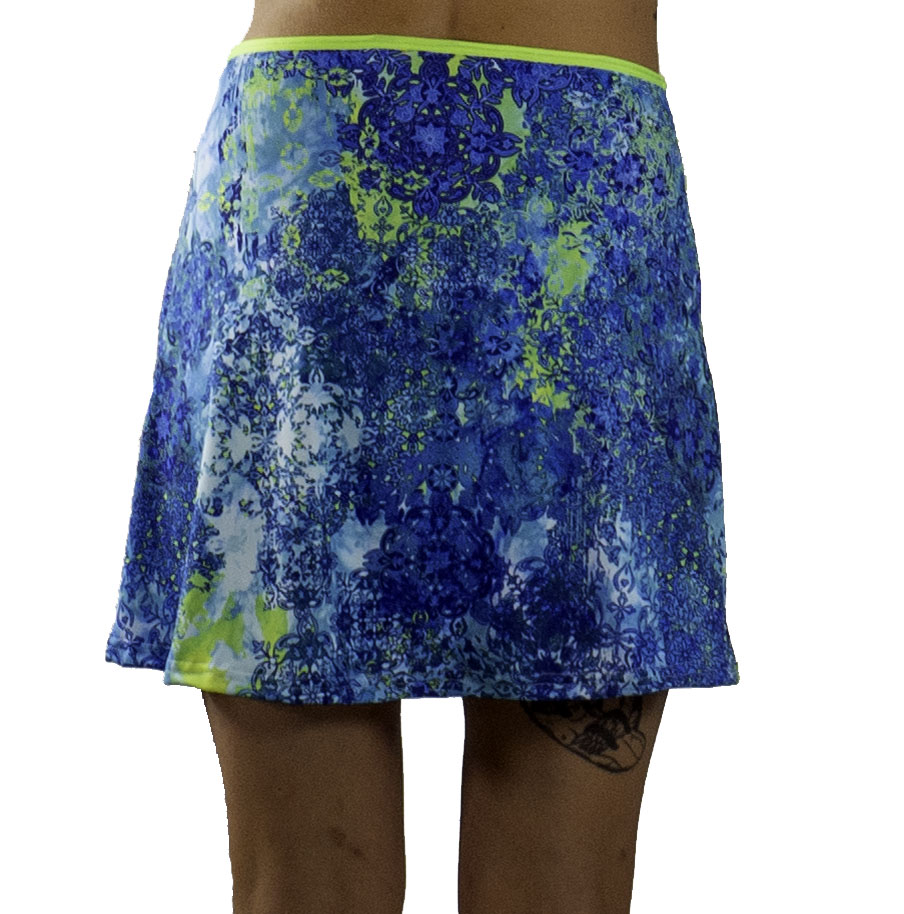 Sports Skirt- Bluebird with blue floral pattern and A-line cut.