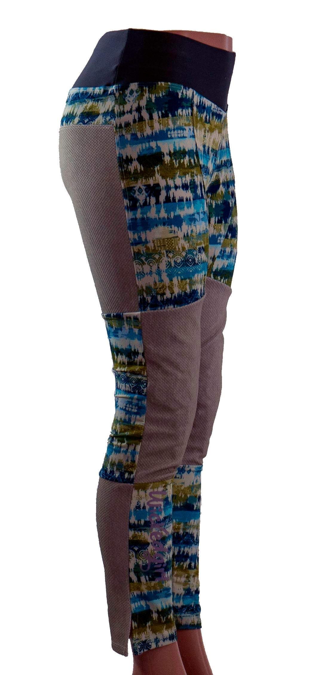 Mountain Bike Pants Boho, colorful patterned, durable, stretchy cycling pants for women.
