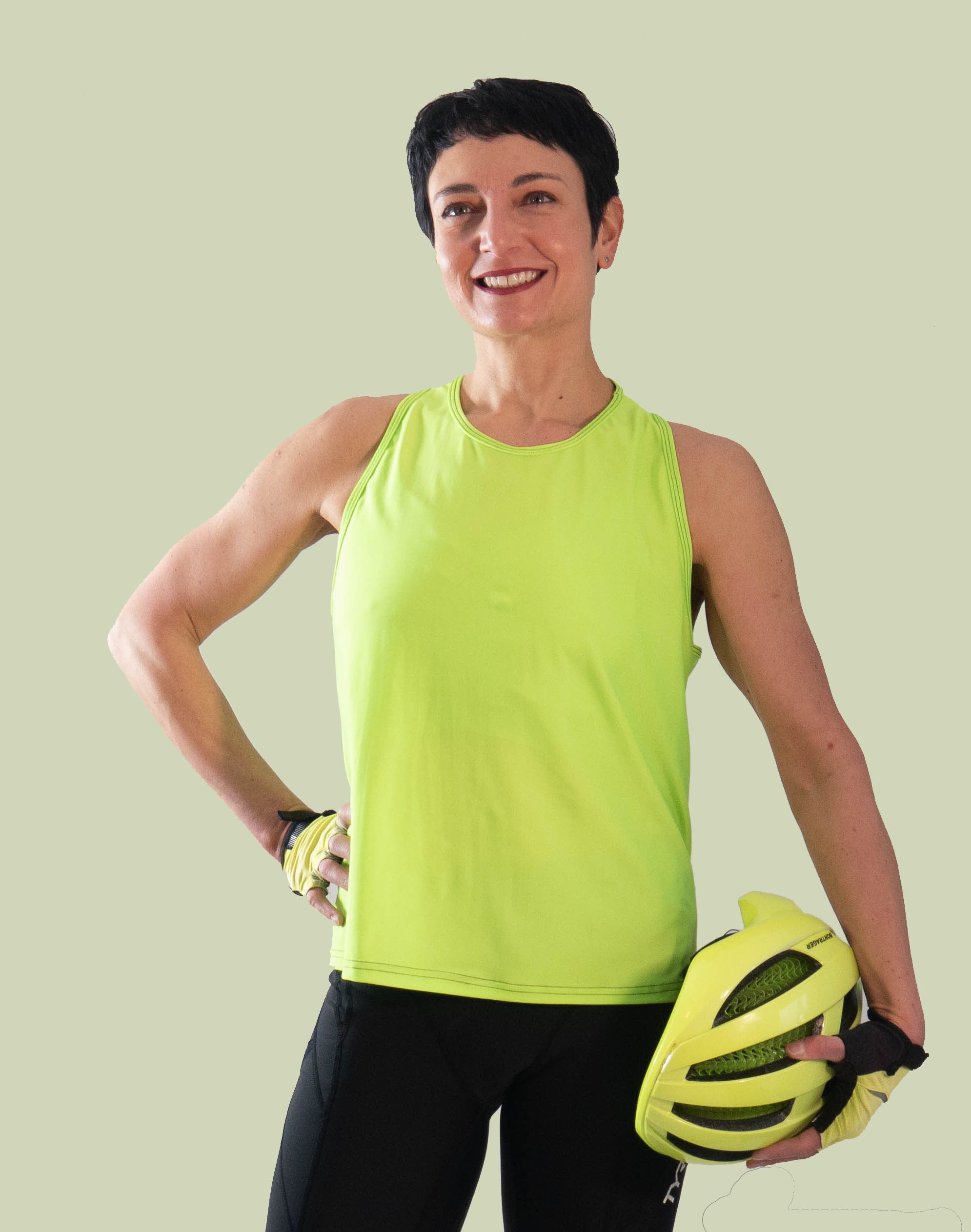 High Vis Sweep Tank Jersey, A-line fit, moisture-wicking fabric, UPF 45+, bright color.