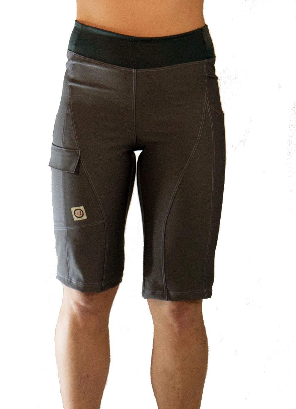 Women's Mountain Short -Smoke, bike apparel with elastic yoga waist, stretch fabric, and versatile pockets.